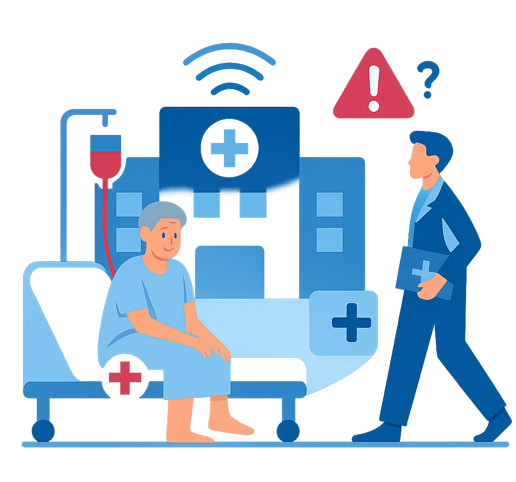 Patient consultation illustration highlighting post-discharge risks