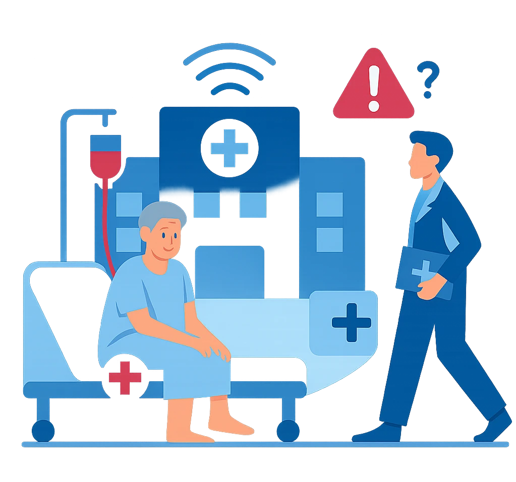 Patient consultation illustration highlighting post-discharge risks